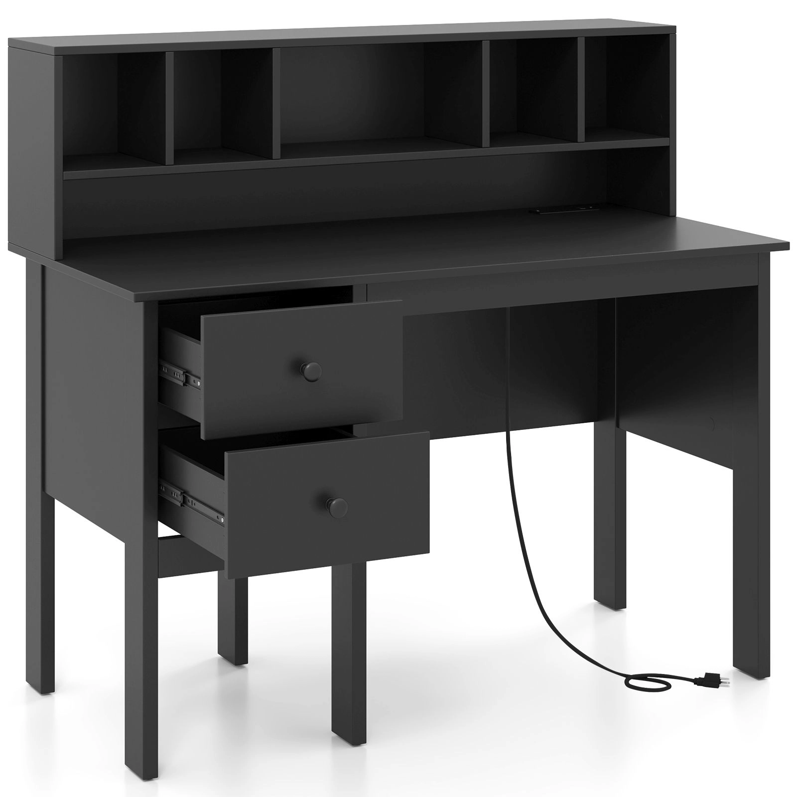 SlickBlue 48 Inch Computer Desk with Charging Station and Drawers