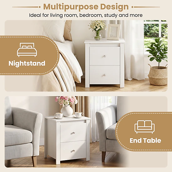 Hivvago Modern Bedside Cabinet with Two Drawers