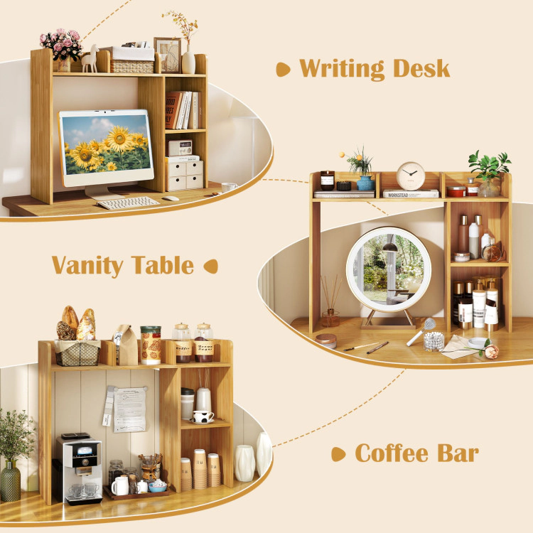 Hivvago 3-Tier Multipurpose Desk Bookshelf with 4 Shelves