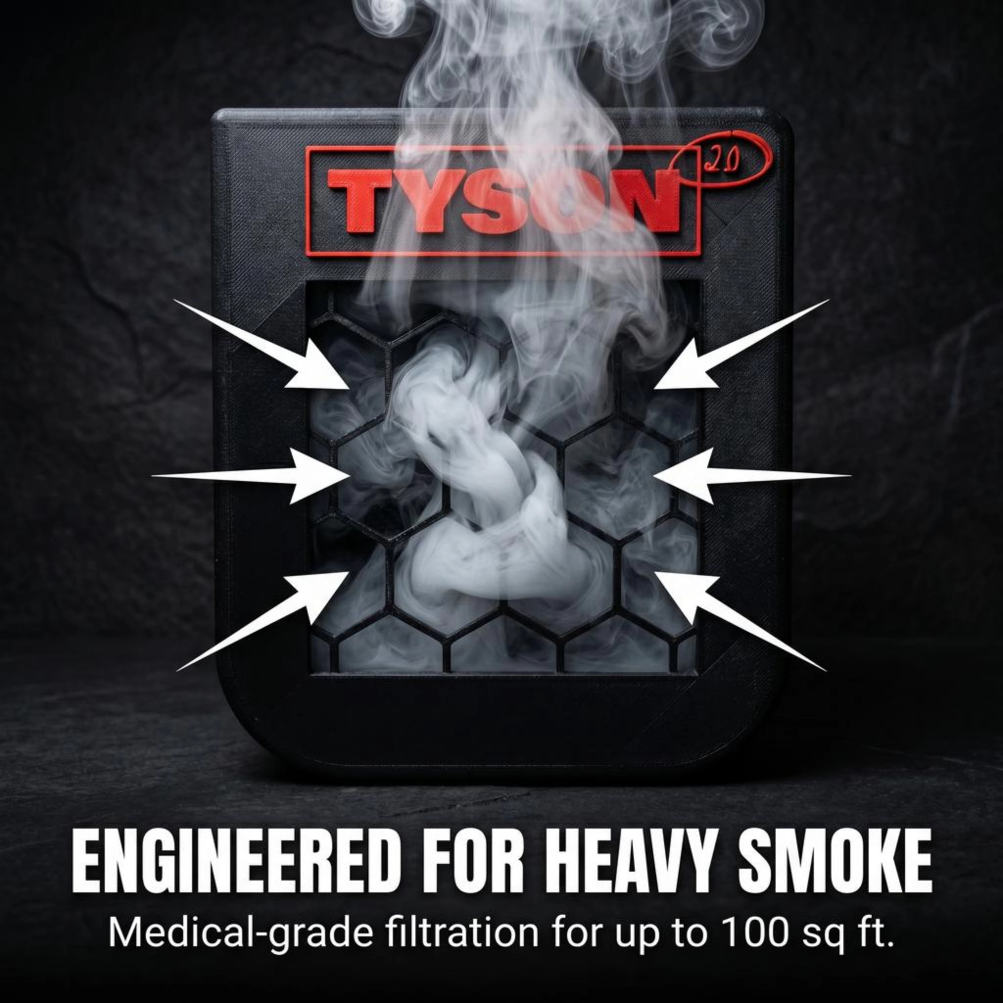 Mike Tyson 2.0 HotBox Portable Air Purifier, HEPA and Activated Carbon, Black