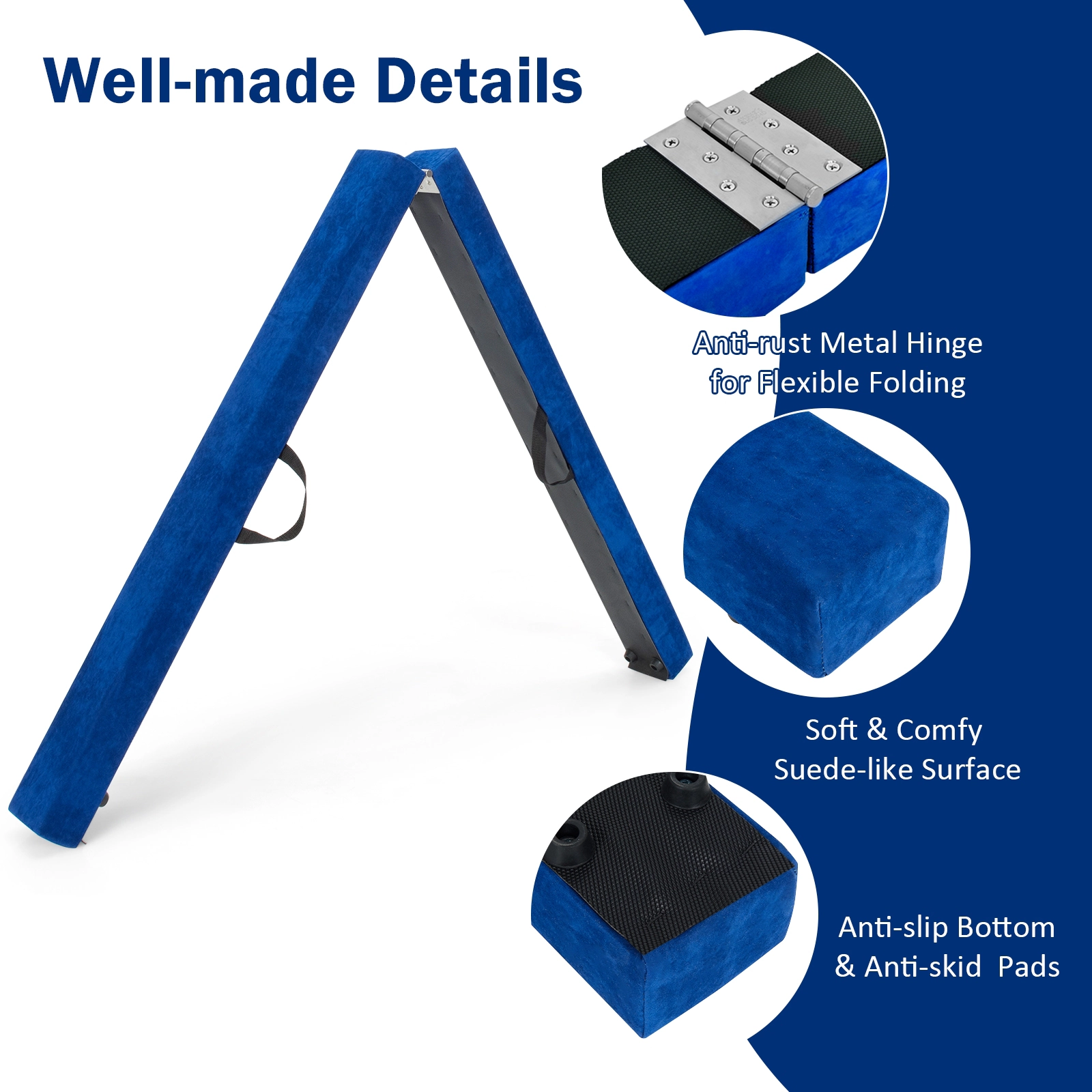 SUGIFT 7-ft Folding Portable Floor Balance Beam for Gymnasts 154-lb Capacity 82.5-in Training Yoga Balance Aid Blue