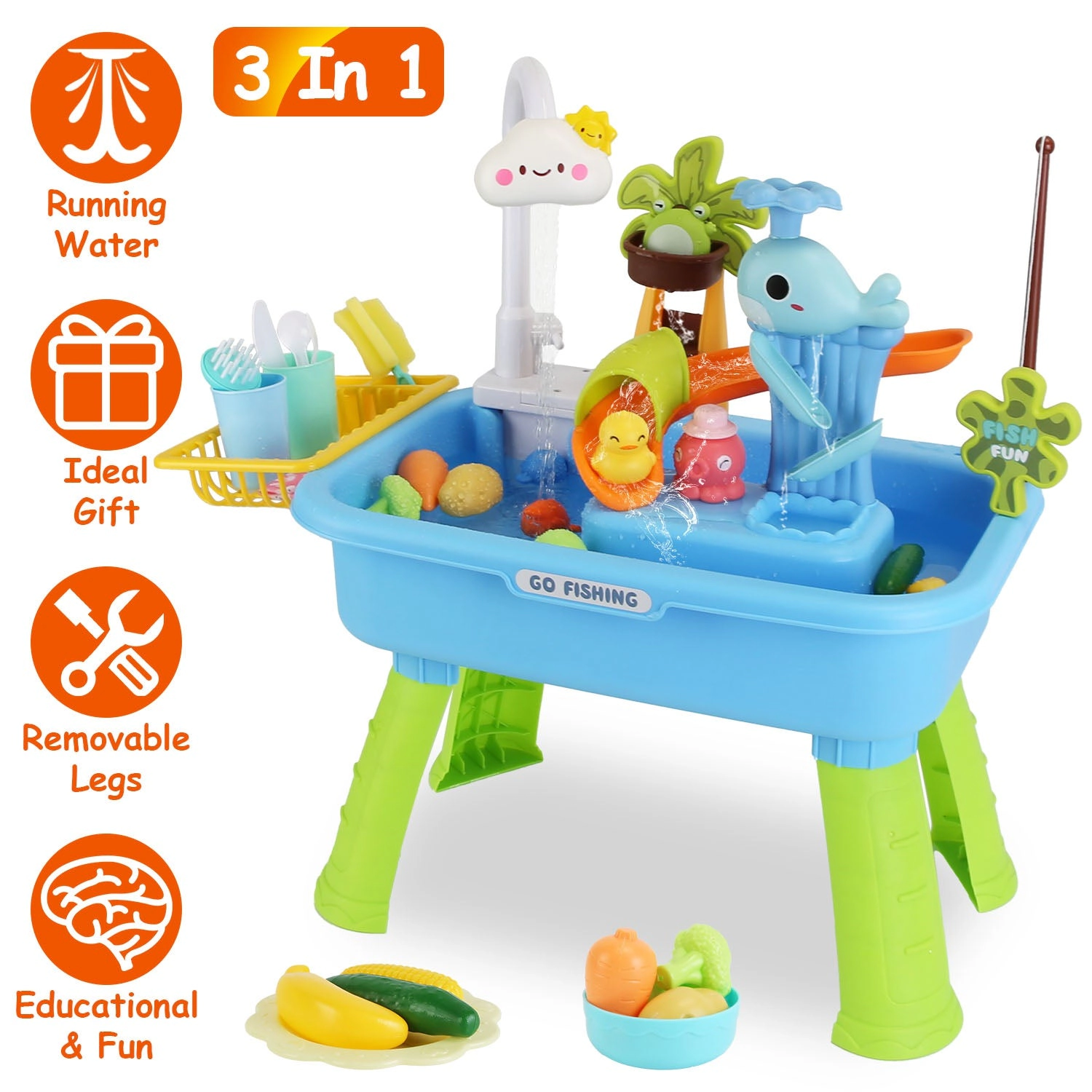 GBruno 3-in-1 Kitchen Sink Toy With Electric Faucet