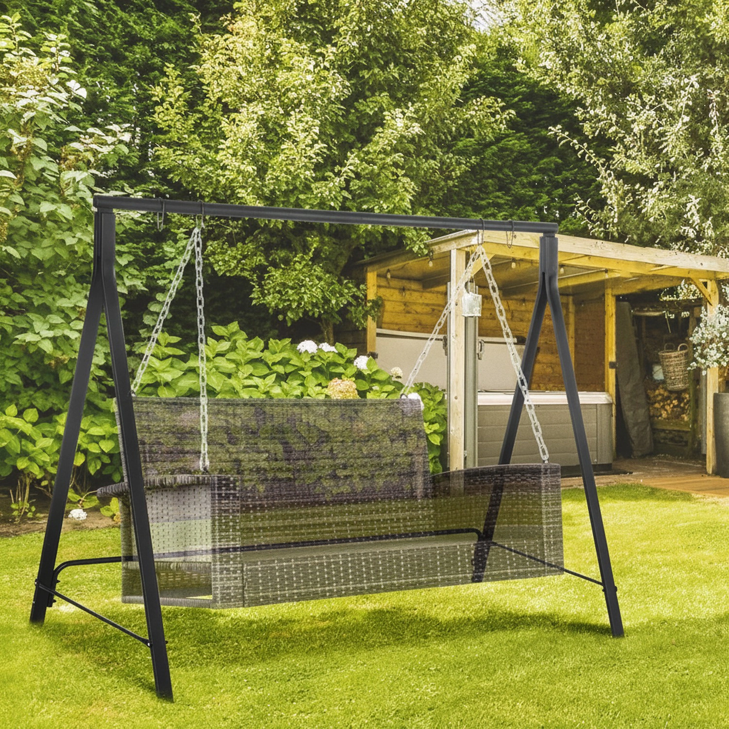 HONGGE Metal Porch Swing Stand, Heavy Duty Swing Frame, Hanging Chair Stand Only, 528 LBS Weight Capacity, for Backyard