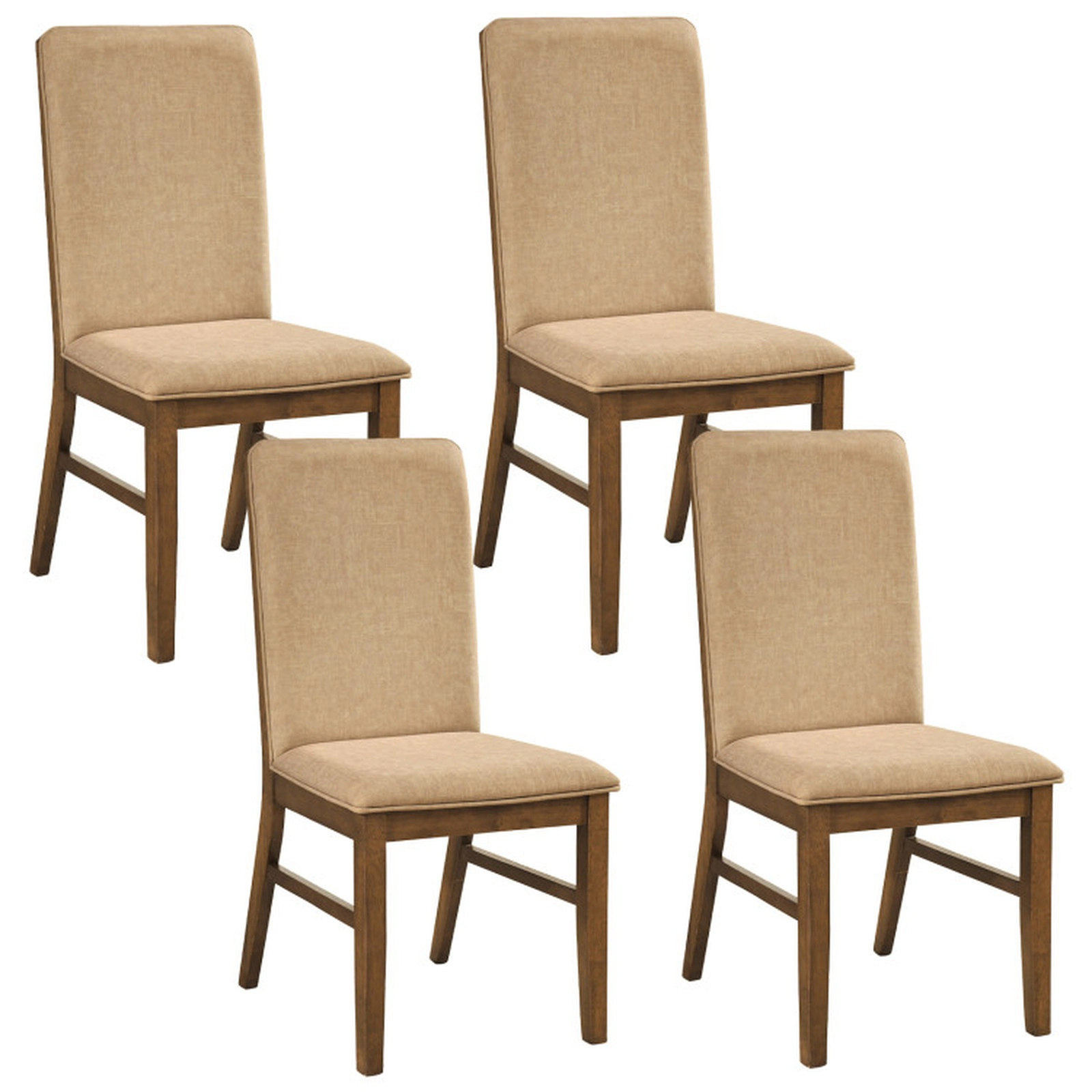 SUGIFT Set of 4 Brown Upholstered High Back Dining Chairs with Linen Seat 23.5-in W 38-in H 330-lb Per Chair