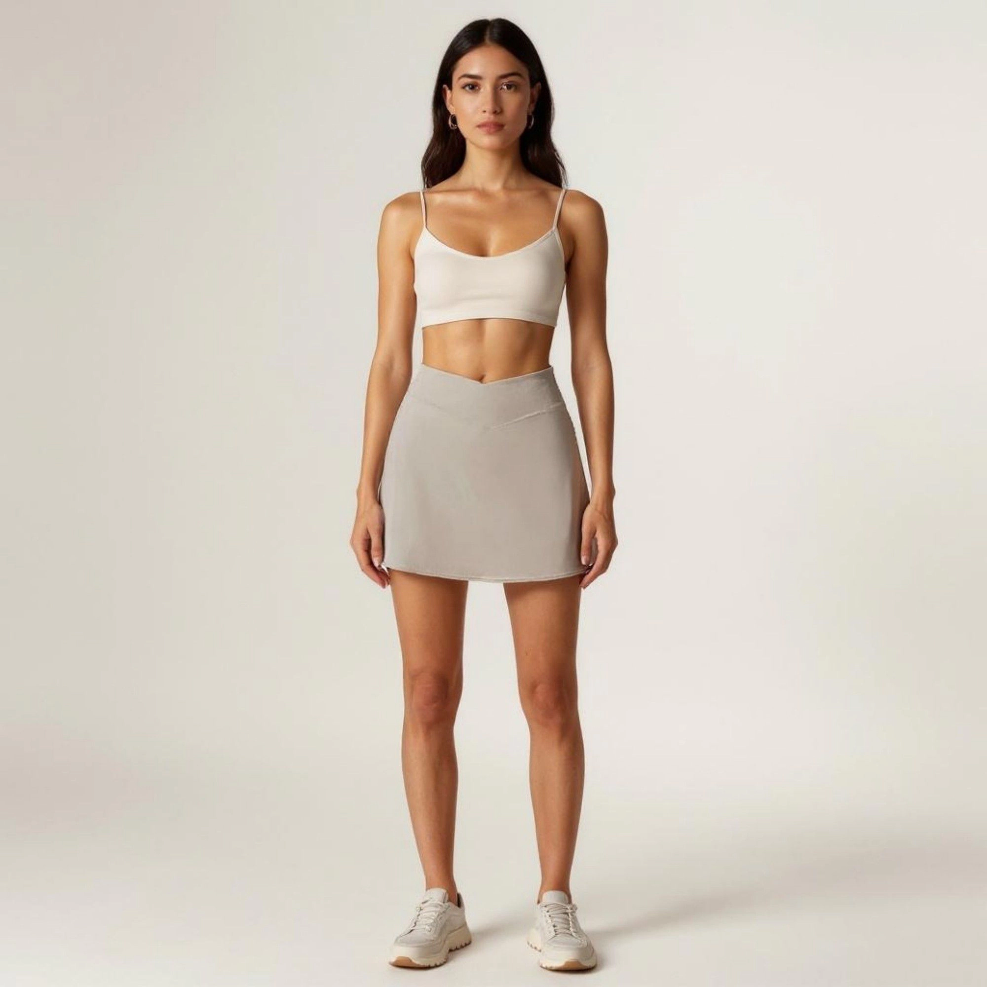 Anna-Kaci Women's Crossover-Waist Stretch Athletic Skort with Built-In Shorts