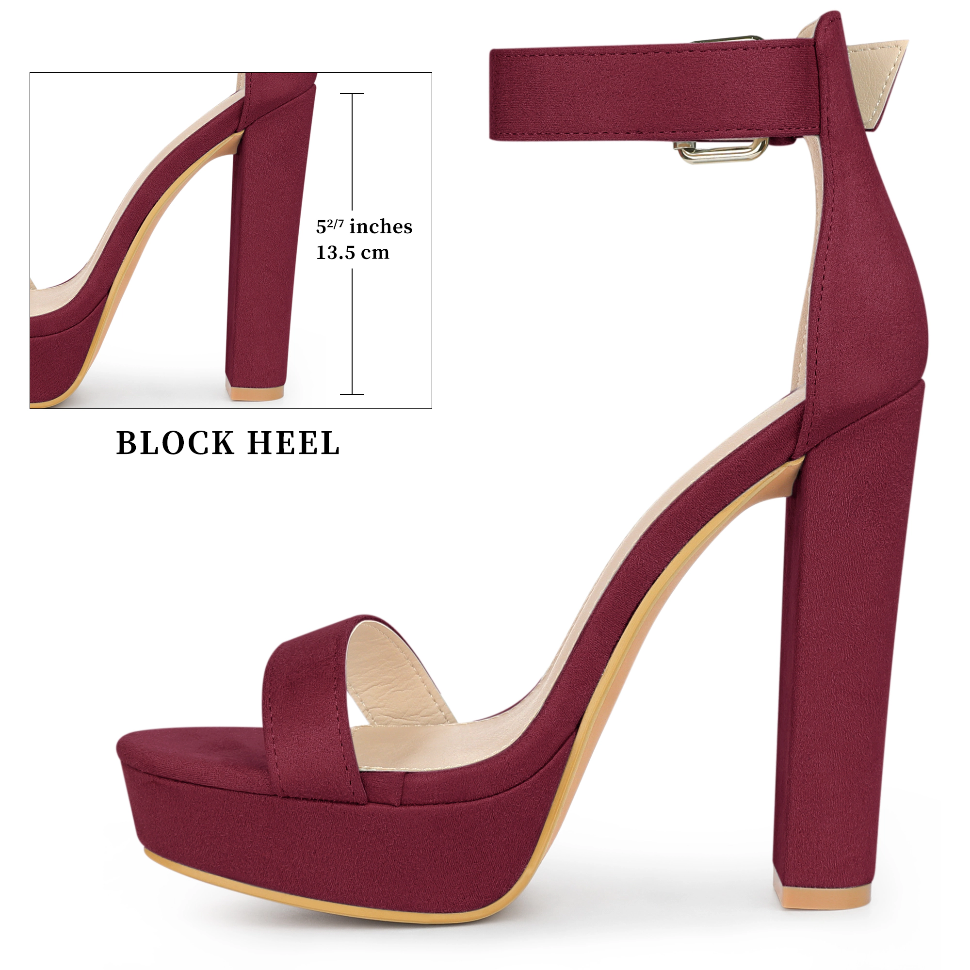 BLISSFUL STEP Women Party Platform High Heel Ankle Strap Chunky Heels Sandals