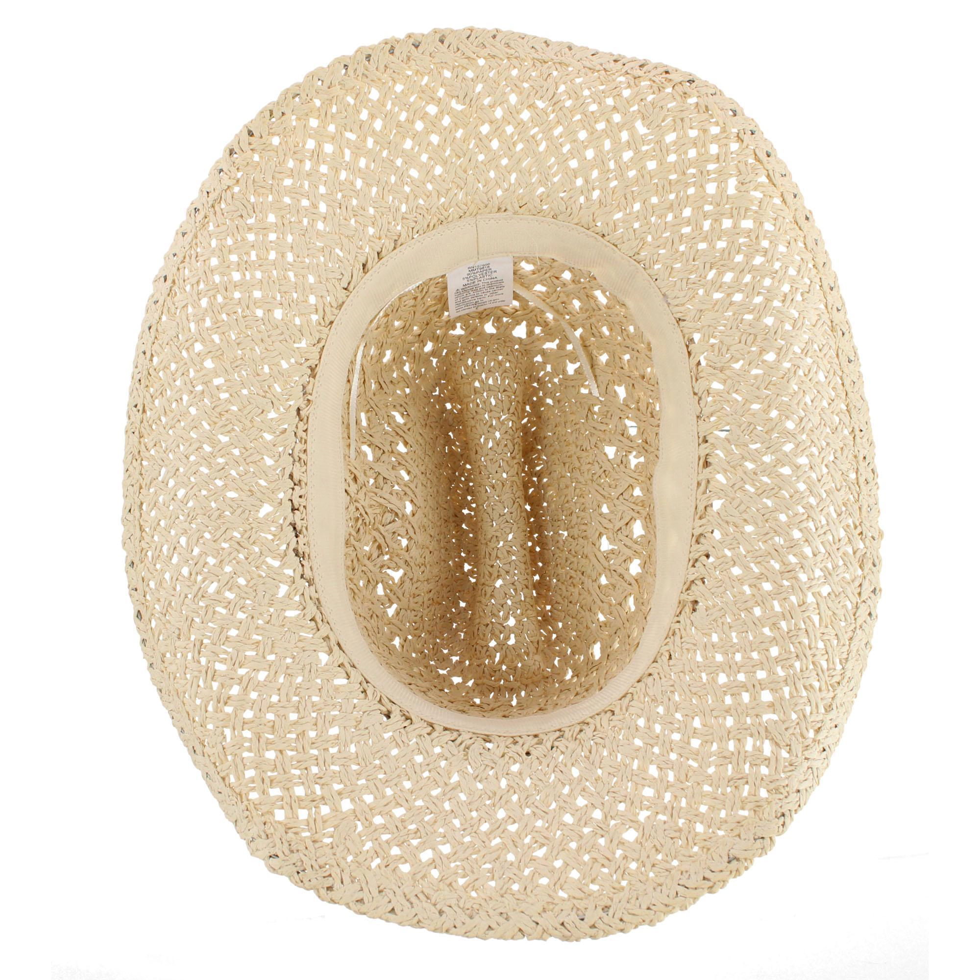 CTM Women's Braided Bead Straw Cowboy Hat