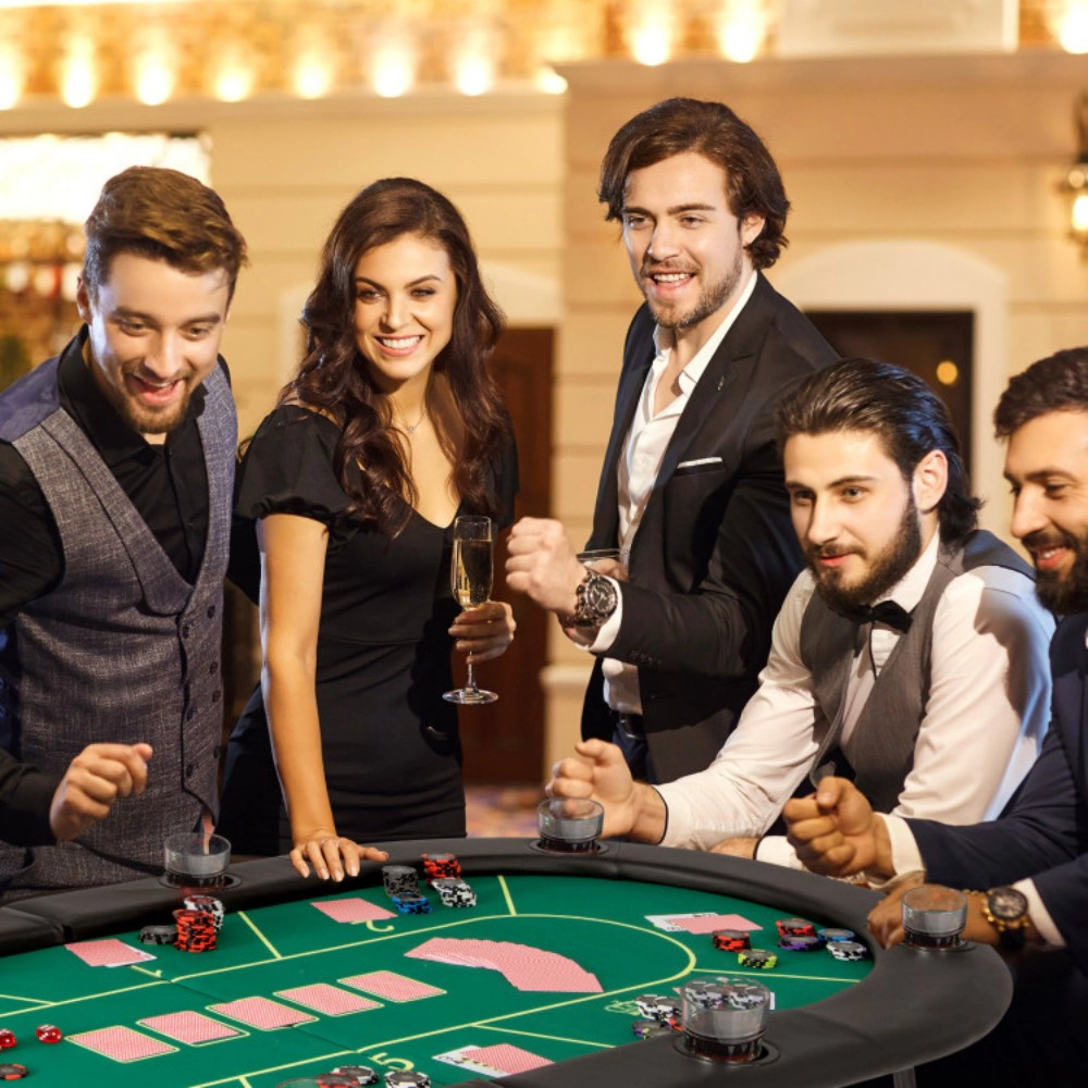 SUGIFT 72-in x 36-in 220-lb Capacity 8-Player Folding Poker Table with Padded Armrests and Cup Holders