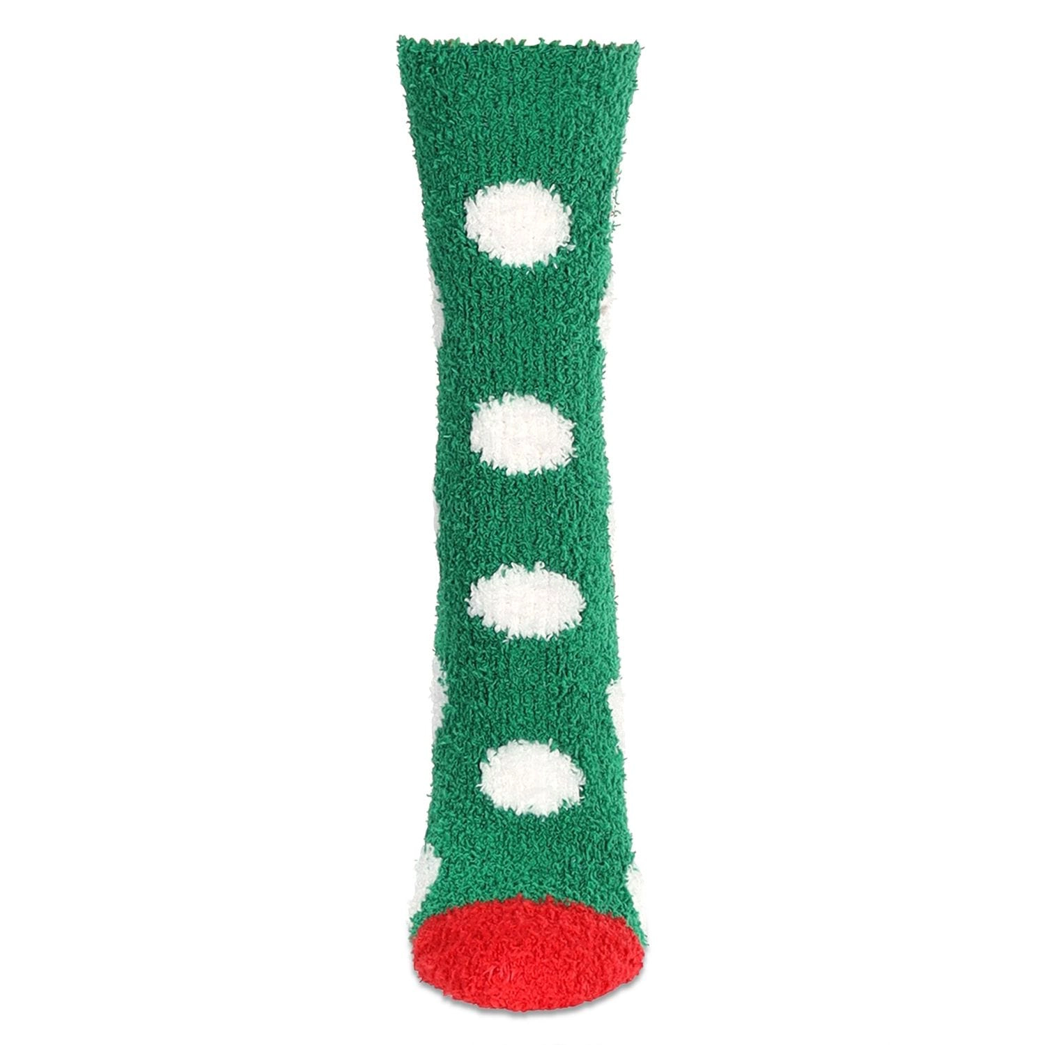 MeMoi Women's Polka Dot Snowman Embroidery Cozy Crew Socks