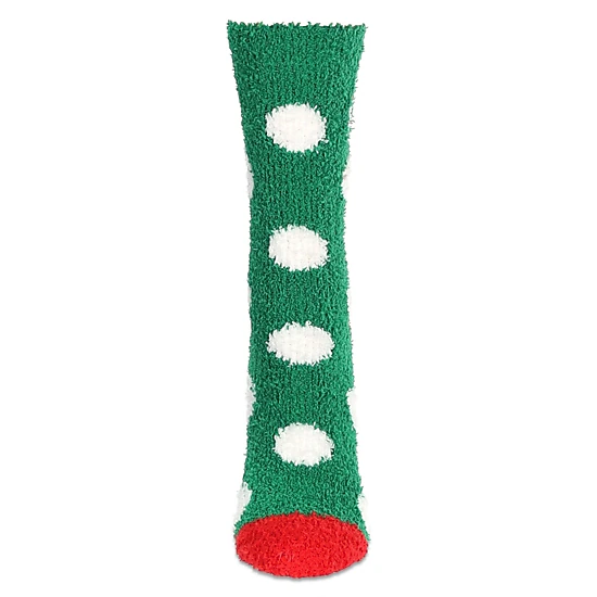 MeMoi Women's Polka Dot Snowman Embroidery Cozy Crew Socks