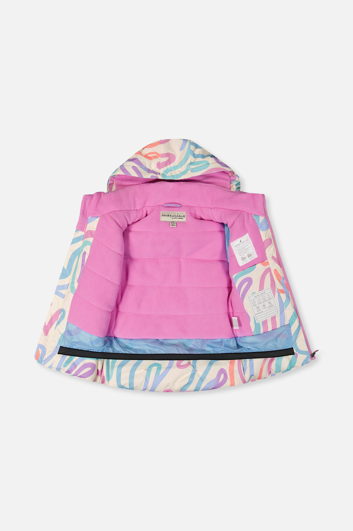 Deux par Girls Line Print Two Piece Discover Snowsuit with Hooded Jacket and Snow Pants