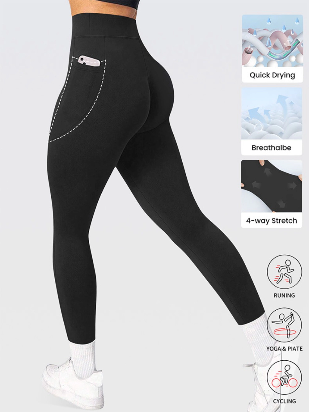 Women's High Waist Tummy Control Yoga Leggings with Pockets