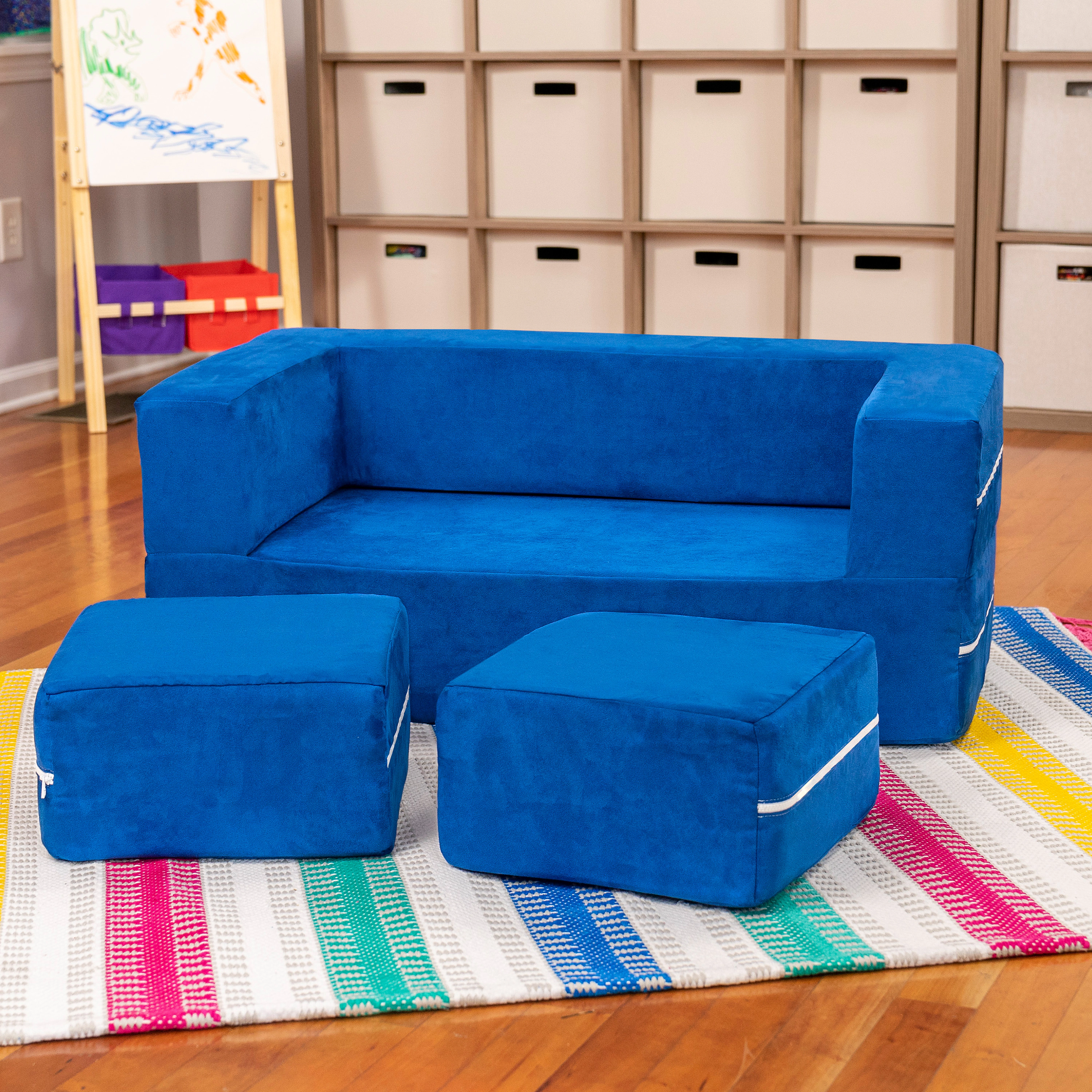 Zipline Modular Kids Loveseat & Ottomans