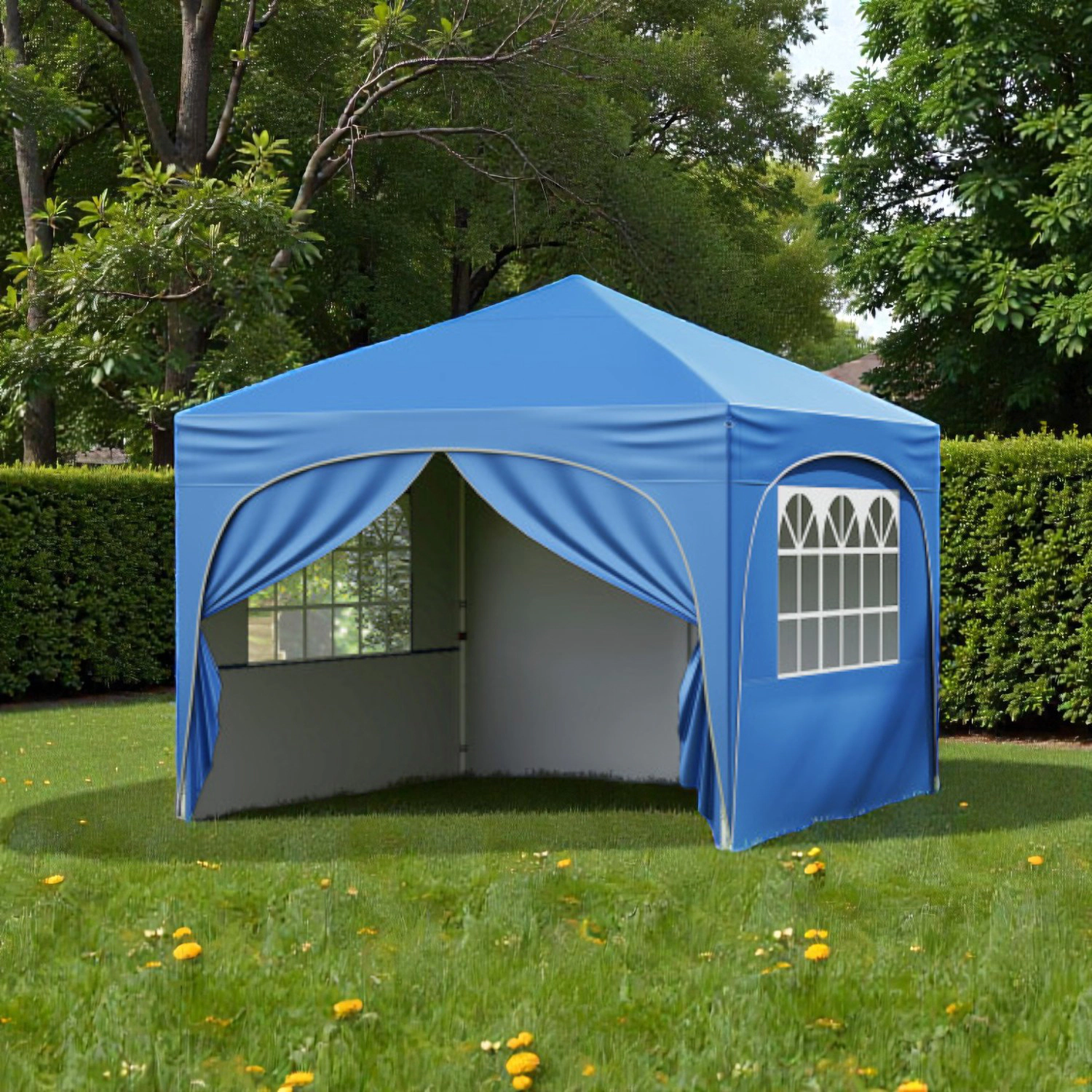 Hivvago 10 x Ft Quick Setup Canopy Shelter with Four Zip-Off Sidewalls