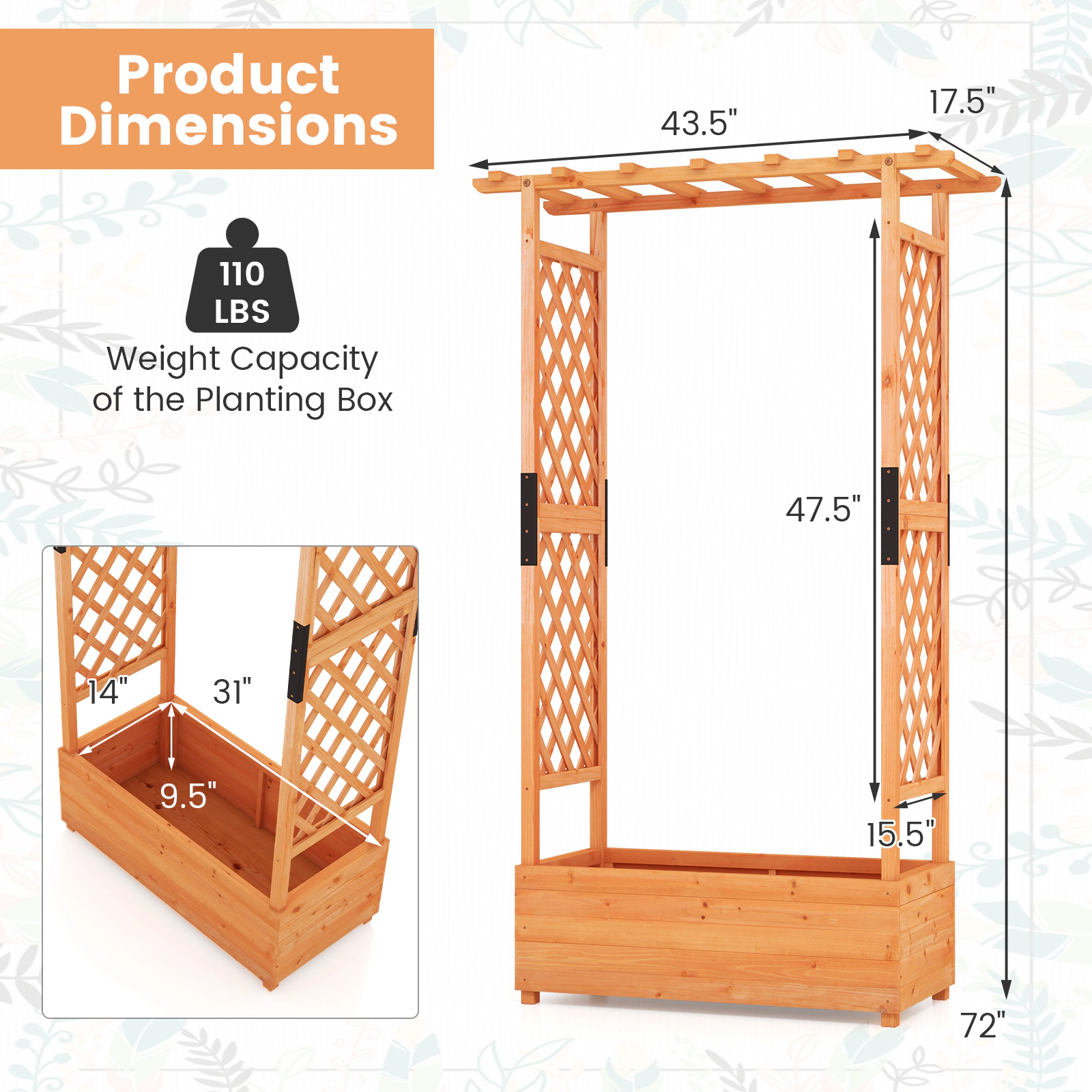 SlickBlue Wooden Raised Garden Bed with Roof Trellis Planter Box