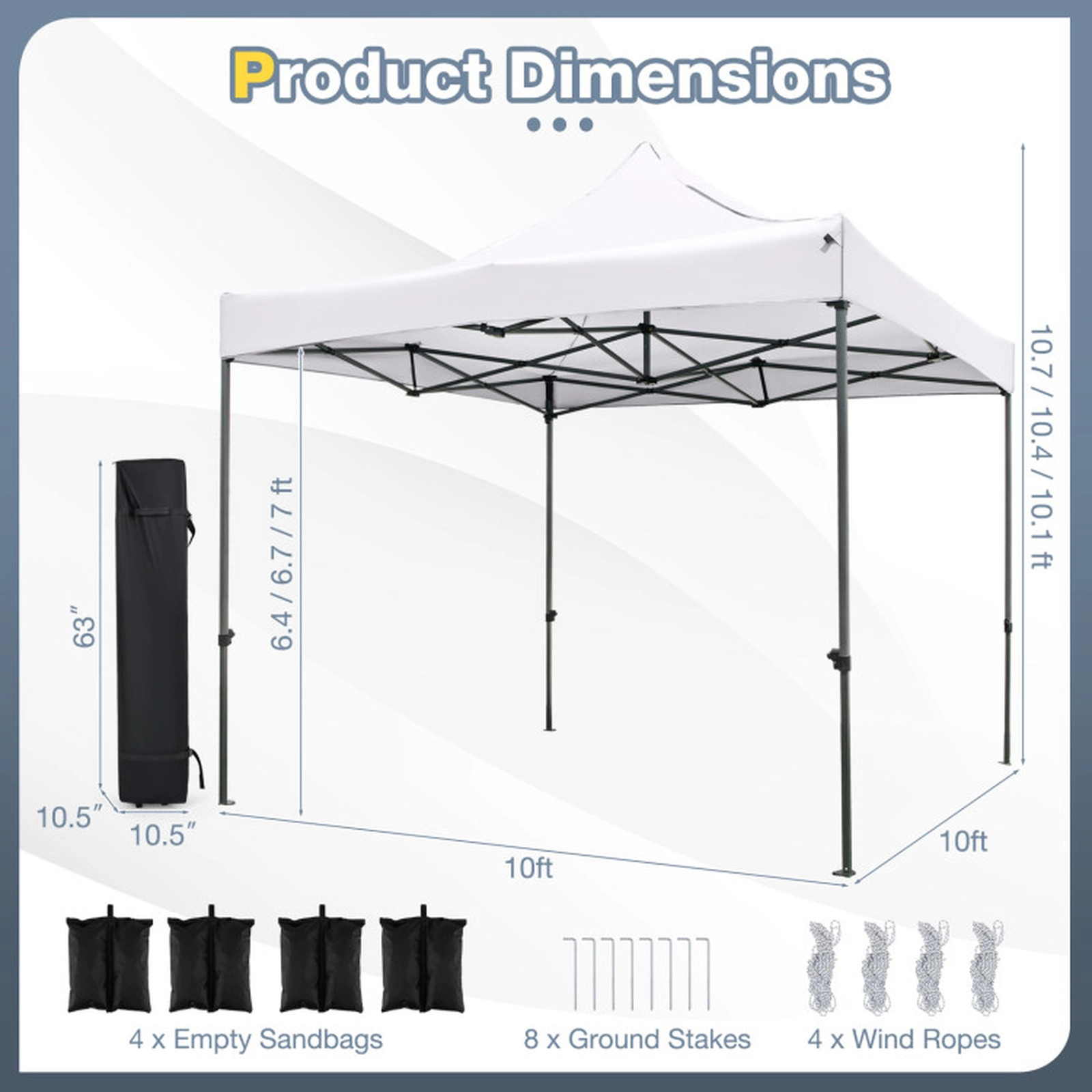 SUGIFT White 10-ft by 10-ft 420D Oxford Pop Up Canopy Tent with Carbon Metal Truss Frame and Wheeled Bag