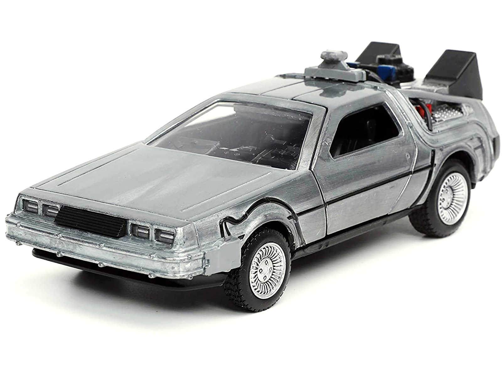Jada DeLorean DMC (Time Machine) Brushed Metal "Back to the Future Part I" (1985) Movie "Hollywood Rides"