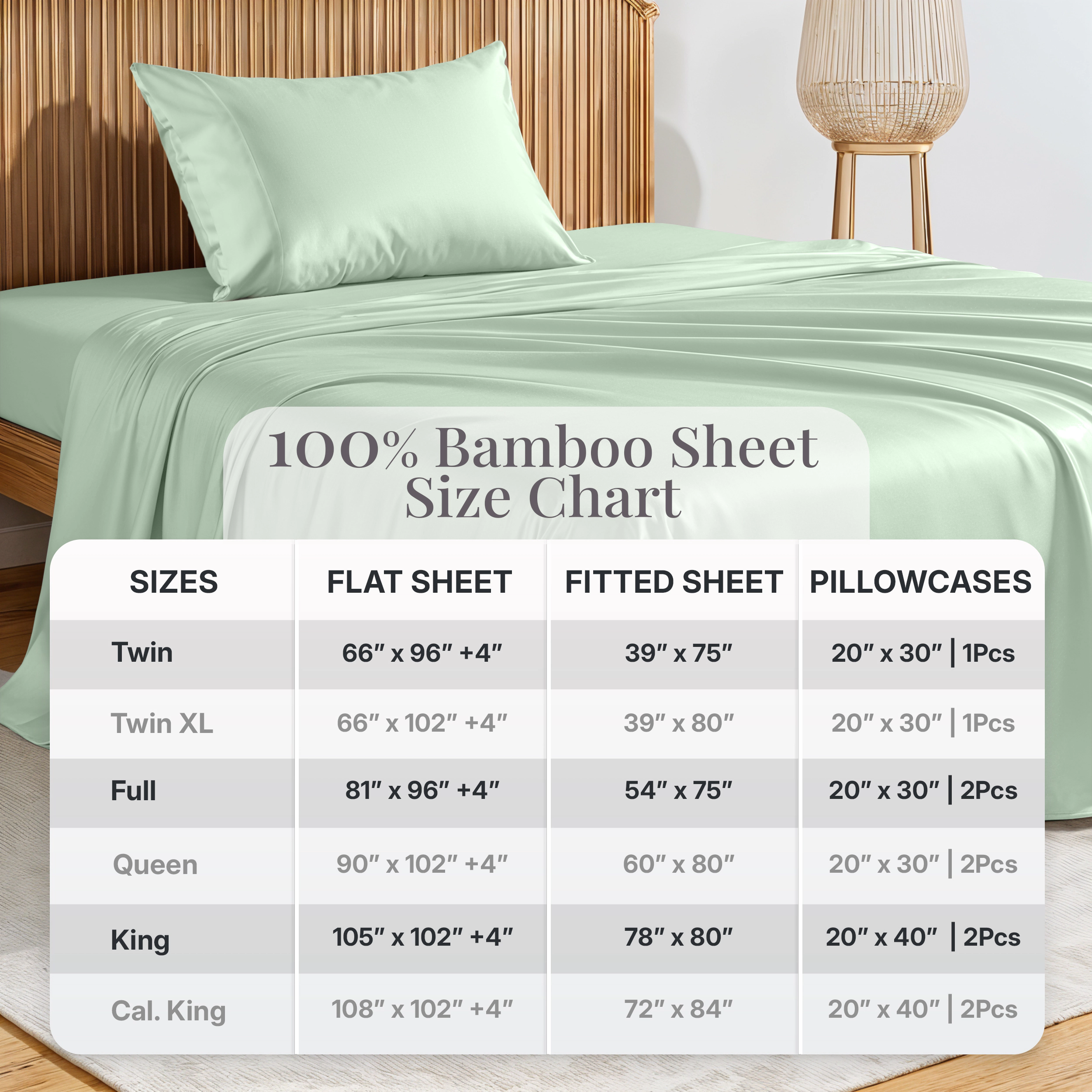 Lux Decor Collection 100% Organic Viscose from Bamboo Sheets 4-Piece Deep Pocket Cooling Bed Sheet Set