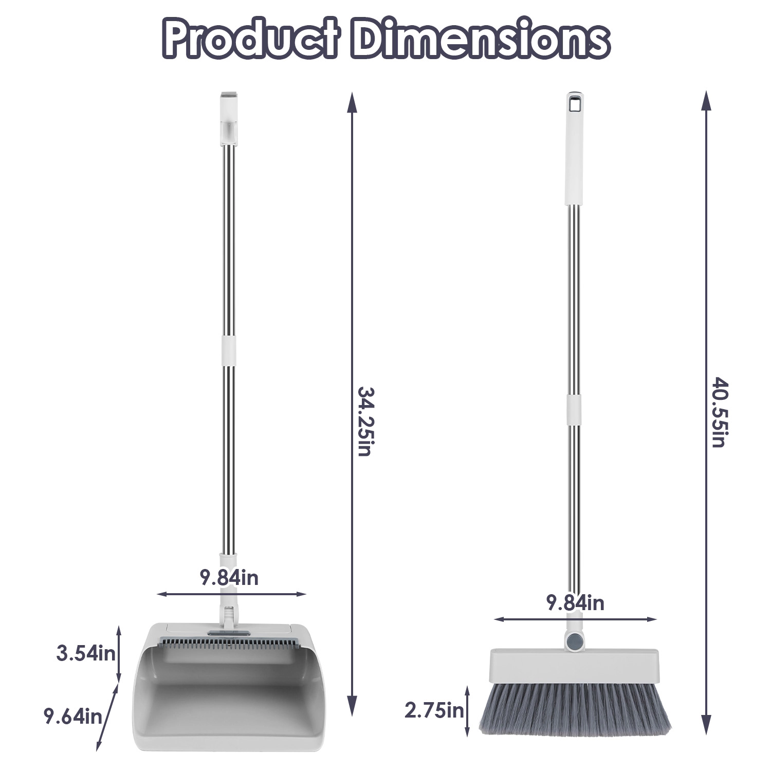 GBruno 4-in-1 Broom And Dustpan Combo Set