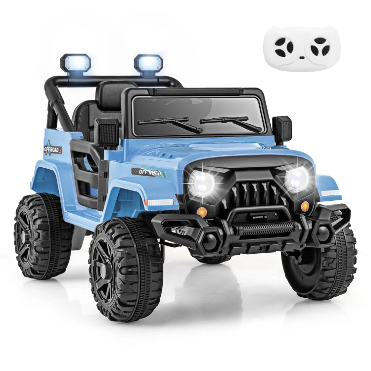 Hivvago 12V Kids Ride on Truck Car with Remote Control Threaded Wheels and 3 Speeds-Navy