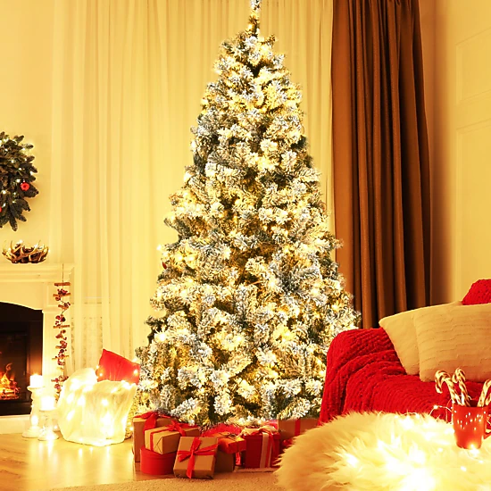 SlickBlue Pre-Lit Artificial Christmas Tree with Hinged Branches