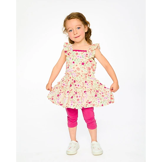 Deux par Deux Girls Tunic and Organic Cotton Capri Set Printed Flowers