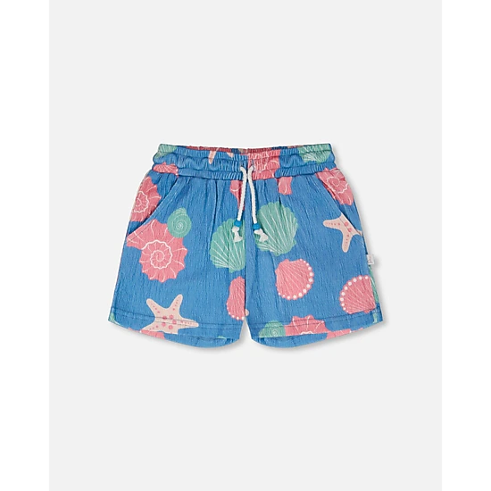 Deux par Deux Girls Crinkle Jersey Shorts Shell Print