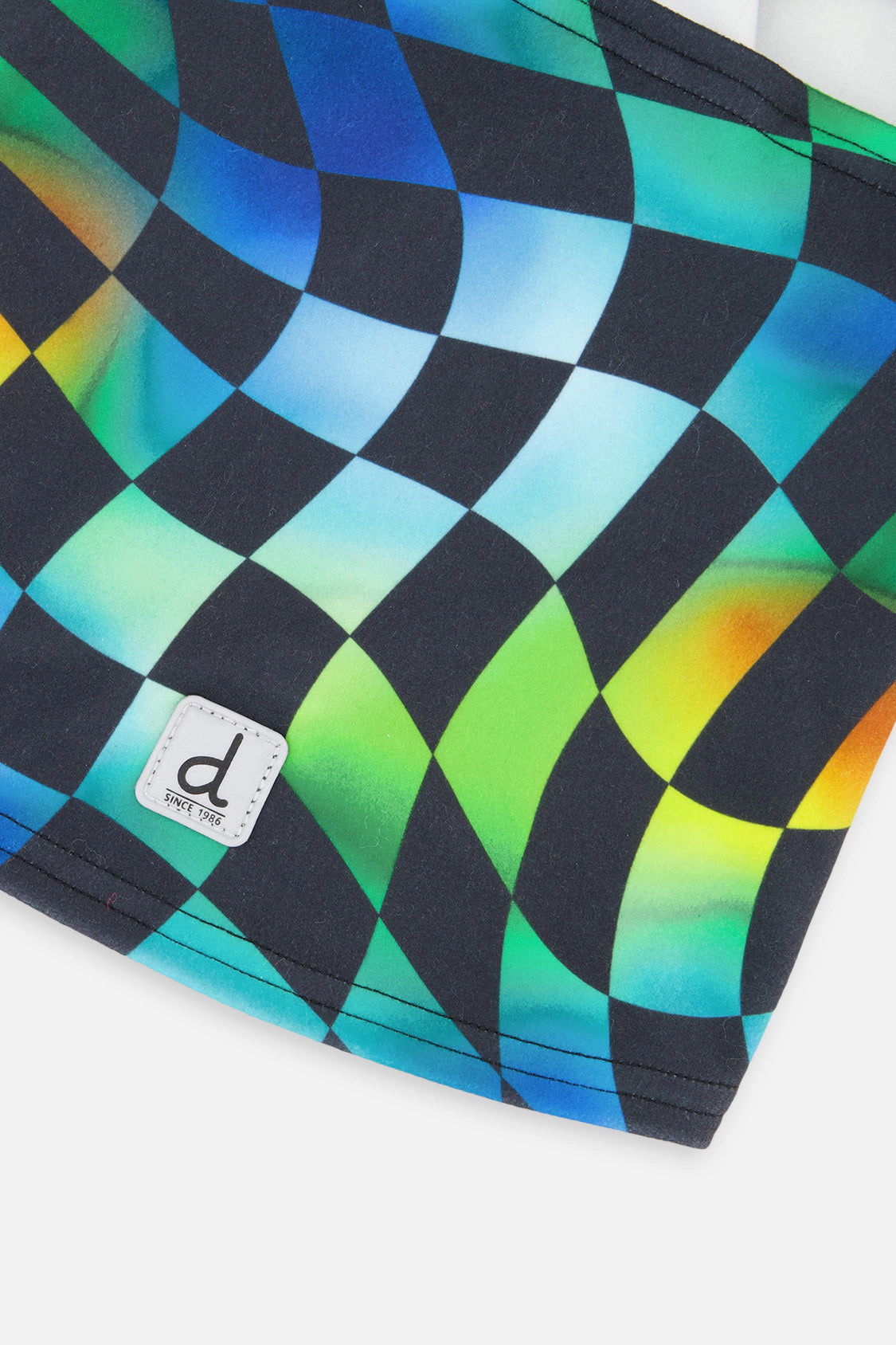Deux par Boys Brushed Jersey Checkered Print Balaclava with Reflective Patch