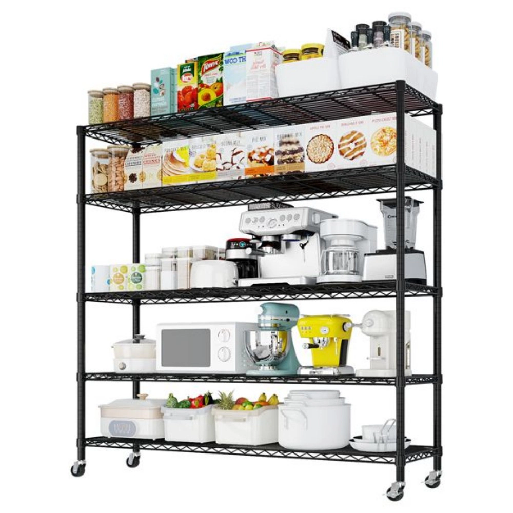 Flynama Heavy Duty Wire Shelving with Wheels, 59x17.7x74in, NSF 3125LB Commercial Shelf for Garage and Pantry