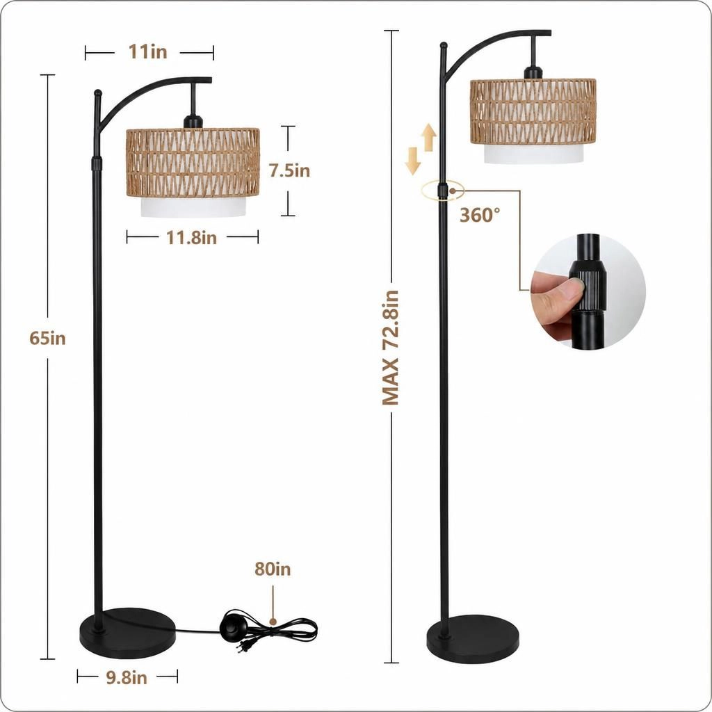 ELEMENT ACE Woven Rattan Metal Flush Mount Ceiling Light