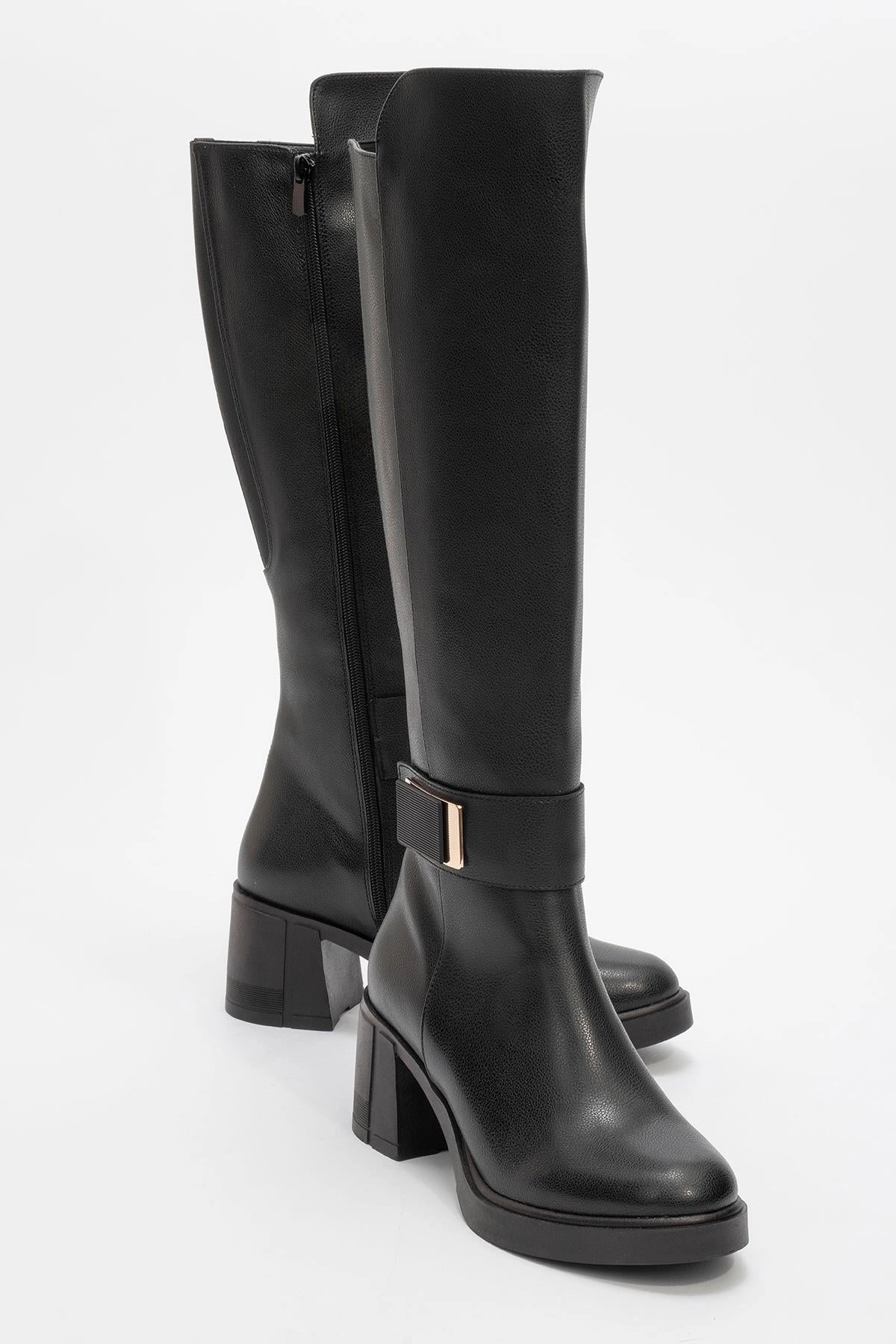 Prologue Shoes Womens Moreni Stretch Buckle Block Heel Knee High Boot