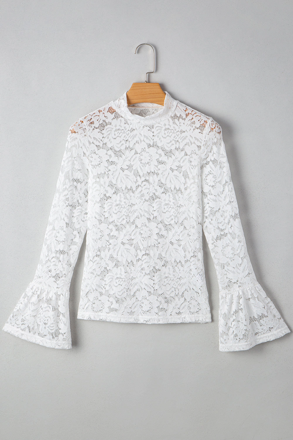 Threaded Pear Women's Alani Lace Crochet Bell Sleeve Blouse