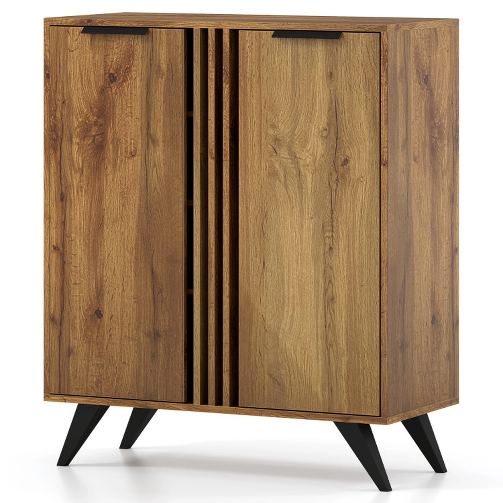 SUGIFT Natural 2 Doors and Ventilated Design 37.5 Inch 4-Tier Freestanding Shoe Cabinet