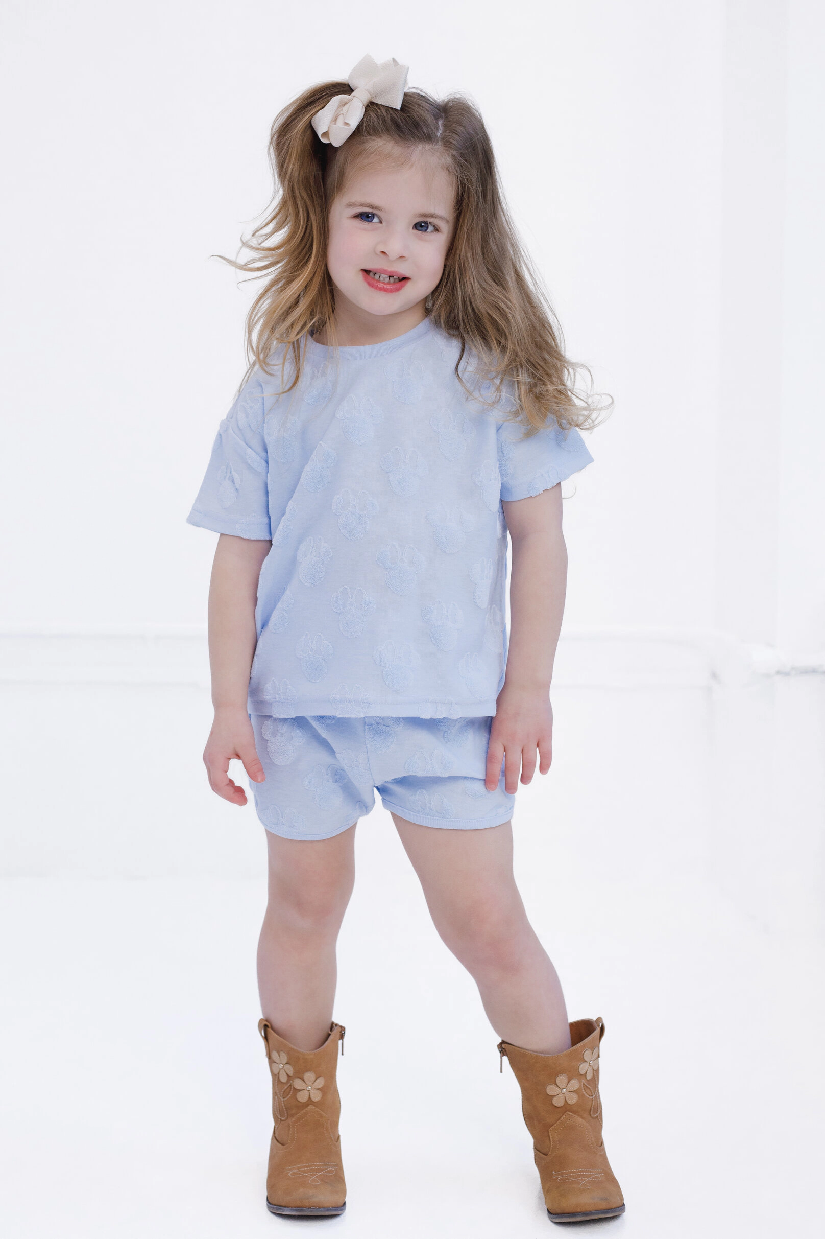 Disney Minnie Mouse Girls' Loop Terry T-Shirt and Shorts Set