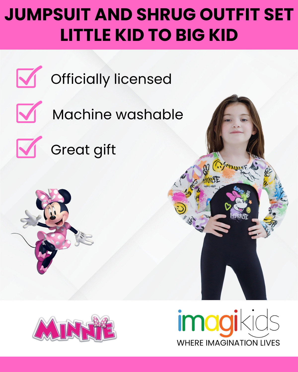 Disney Minnie Mouse Girls' Fleece Crop Top and Jumpsuit Set