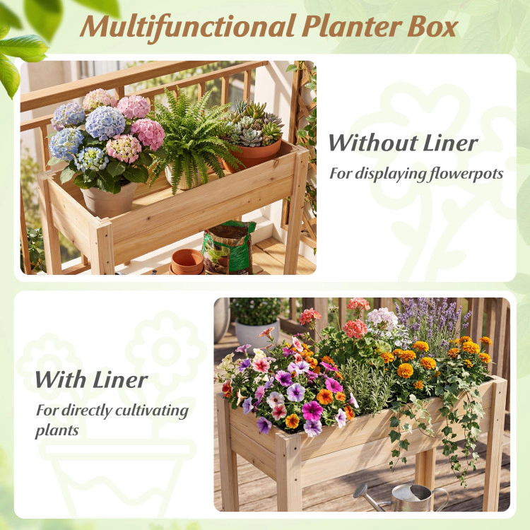 Hivvago Wooden Raised Garden Bed with Legs and Storage Shelf
