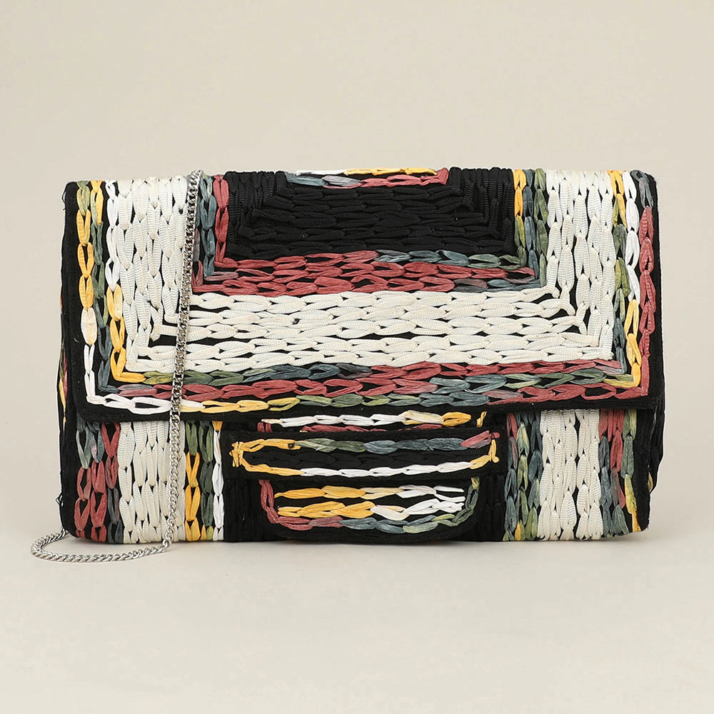 FASHNZFAB Handcrafted Raffia Geometric Pattern Clutch Bag / Crossbody Bag