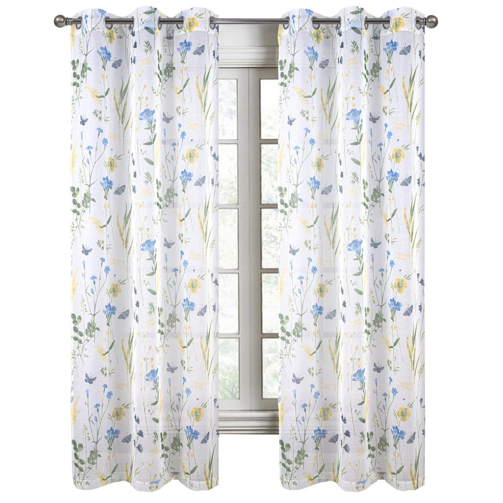 RT Designers Collection Kelce Doily Grommet Light Filtering Window Curtains for Bedroom 54" x 90" Blue