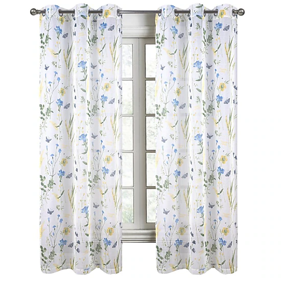 RT Designers Collection Kelce Doily Grommet Light Filtering Window Curtains for Bedroom 54" x 90" Blue