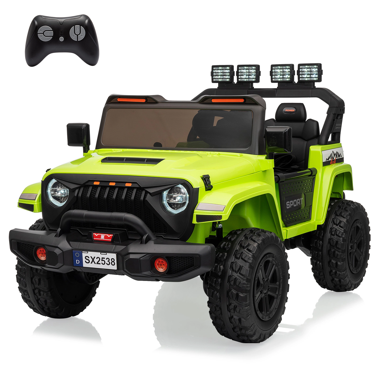 24V 2-Seater Kids Ride On Truck, Electric Car with 4WD 800W Motor,Parent Remote Control,3 Speeds& Built-in Music Player
