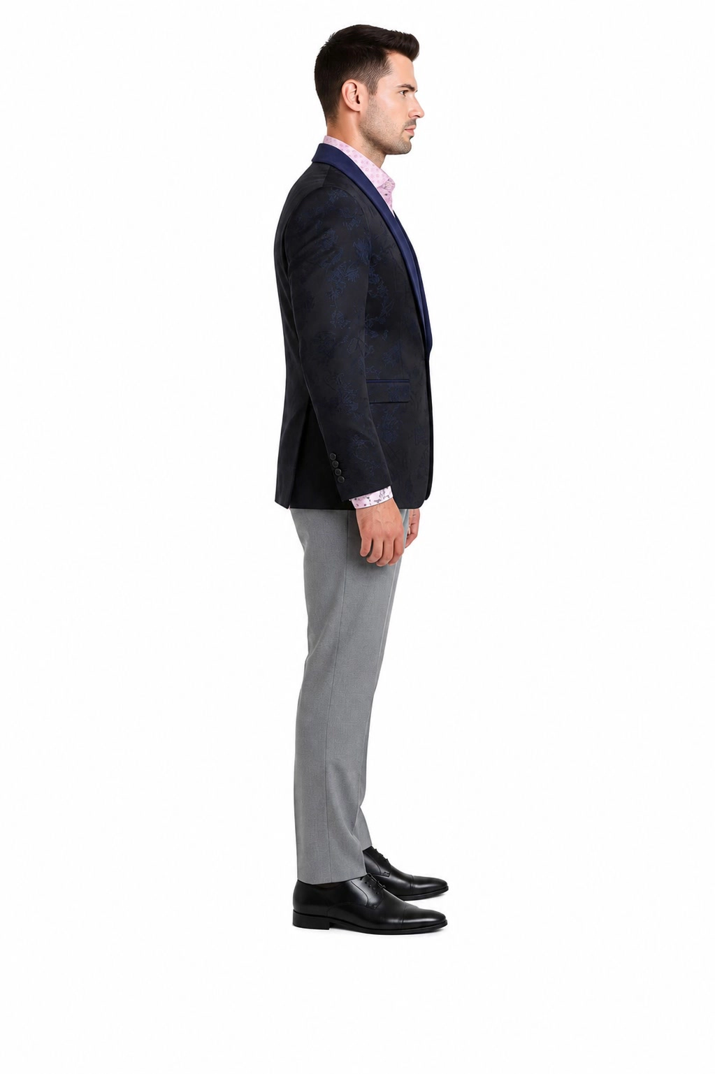 Elie Balleh Men's Slim Fit Floral Shawl Collar Blazer