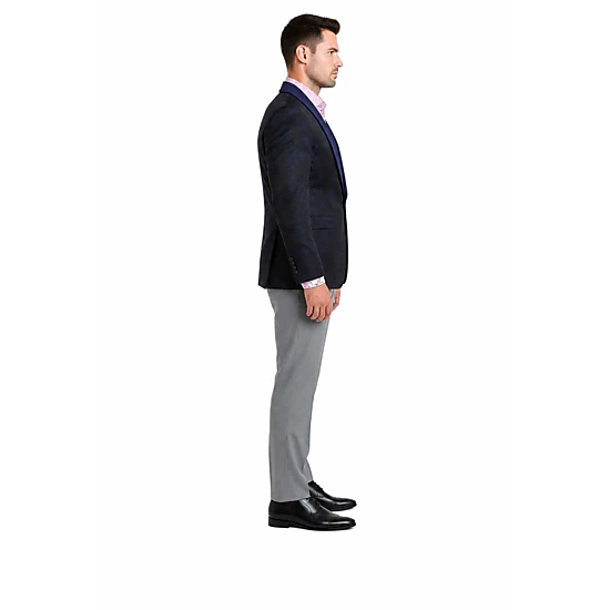 Elie Balleh Men's Slim Fit Floral Shawl Collar Blazer