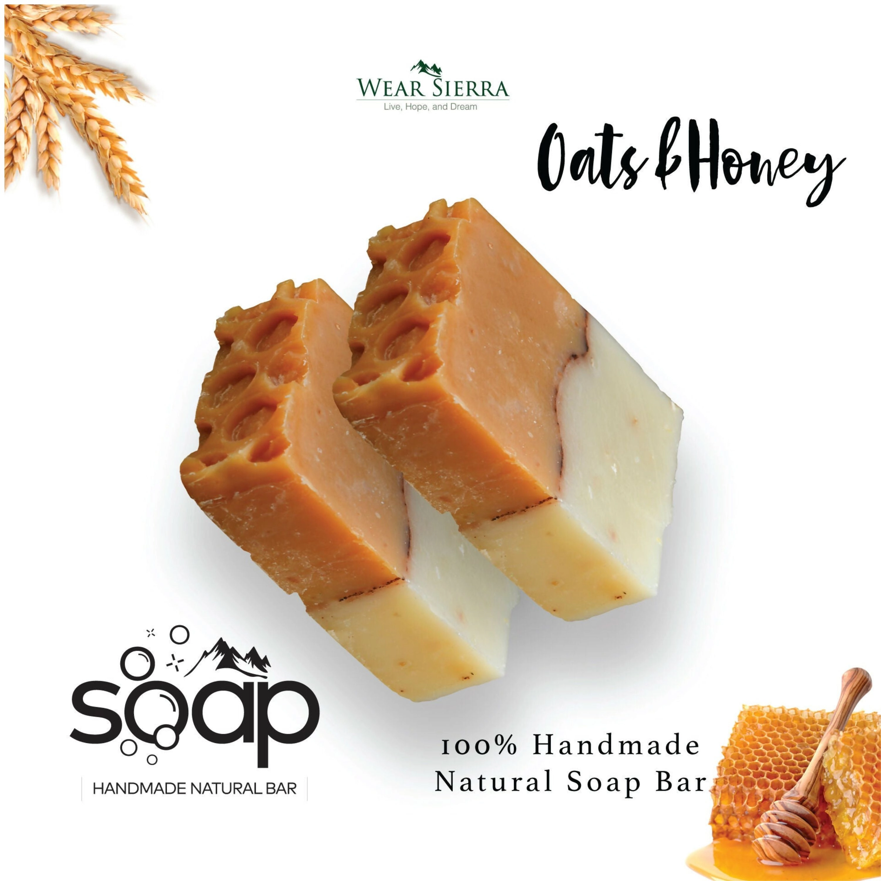 Wear Sierra Handmade Natural Moisturizing Oats and Honey Bar Soap Pack Of