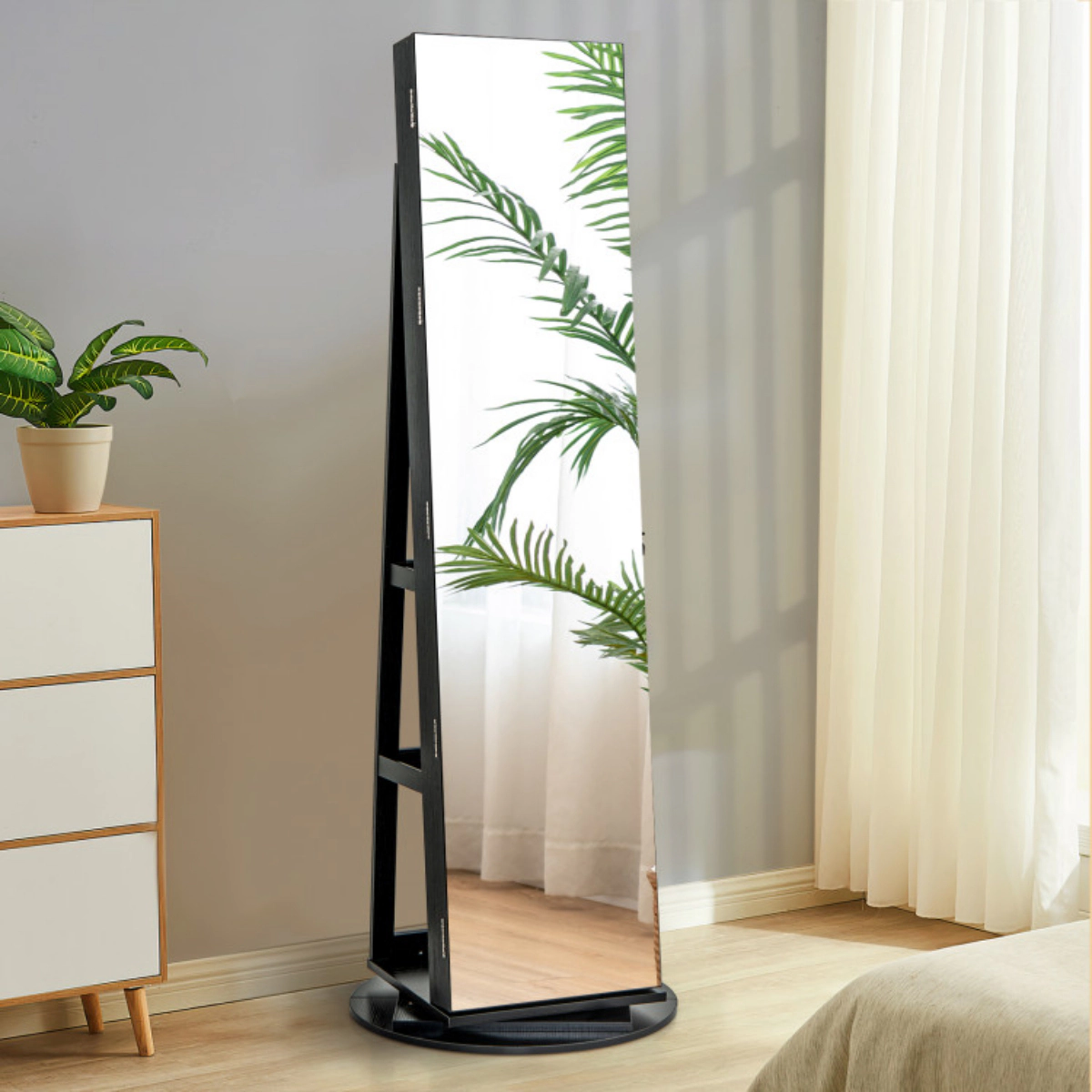 SlickBlue Lockable Jewelry Cabinet with Full Length Mirror