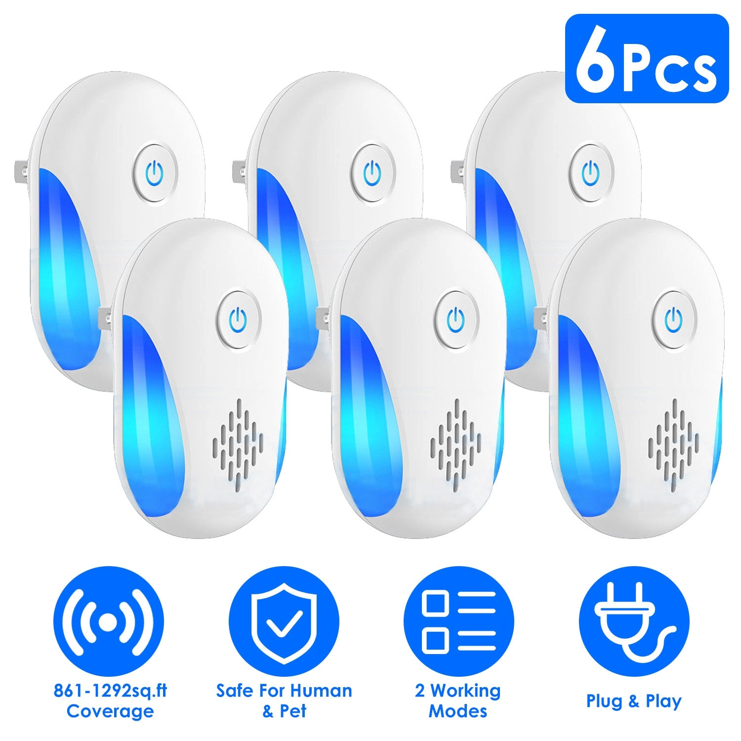 GBruno 6-Pack Ultrasonic Pest Repellers