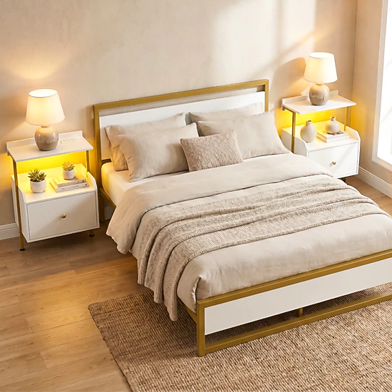 Glintex Wall-Mounted LED Nightstand with 3 Wall Anchors and Deep 7-Inch ...