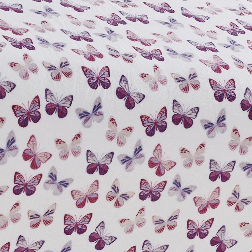 Plazatex Luxurious Ultra Soft Lightweight Rose Butterfly Printed Bed Blanket White/Purple 90" x 90"