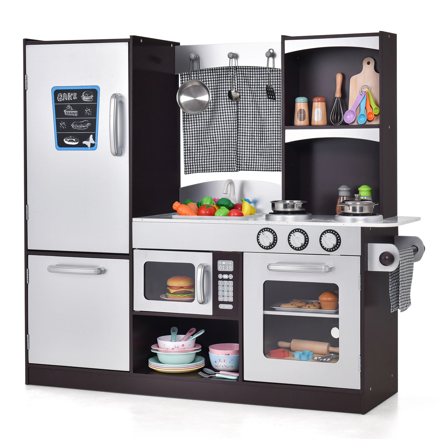 Hivvago Kids Wooden Modern Kitchen Cooking Pretend Play Set