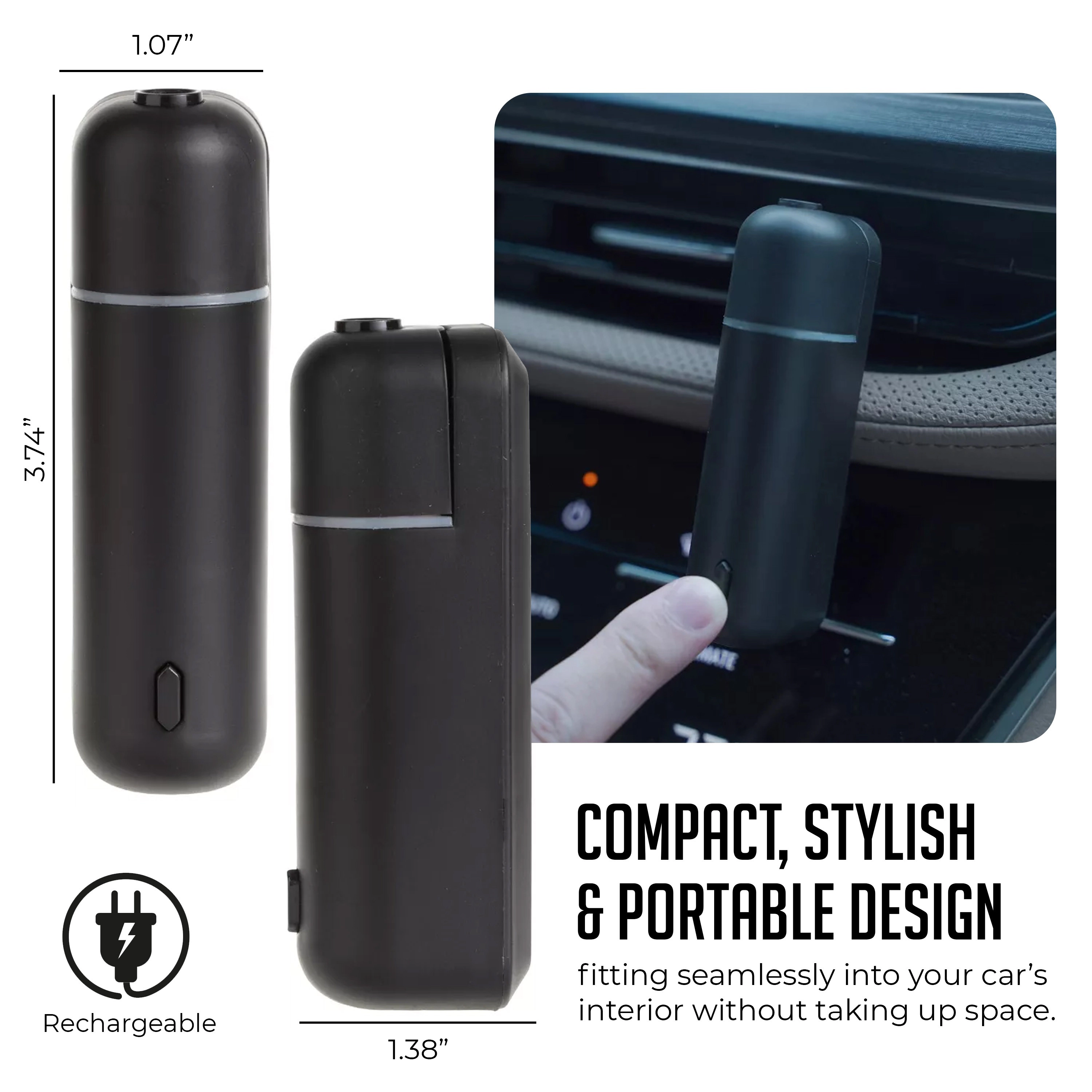 Luminuxe Car Air Freshener Diffuser Waterless Aromatherapy Essential Oil Diffuser, with 6 Prefill Scents