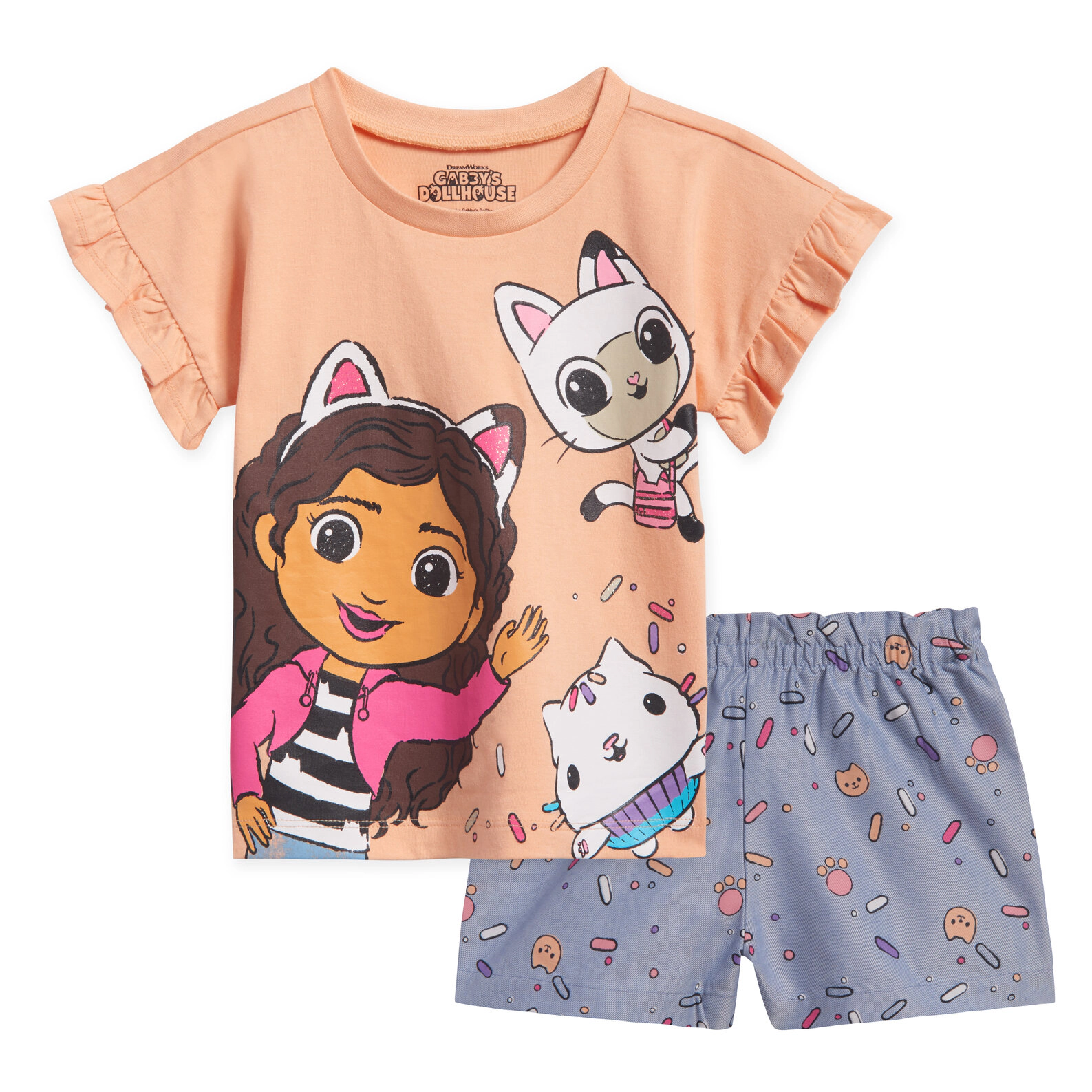 Dreamworks Gabby's Dollhouse Girls' 2-Piece T-Shirt and Shorts Set